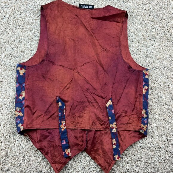 Women's Vintage Vest 111 Main Patriotic American Flag & Teddy Bears Medium - Picture 7 of 9